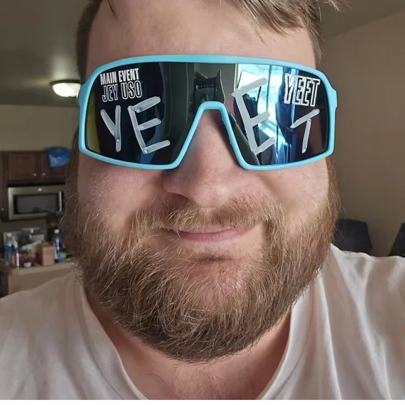 

Jey Uso YEET Blue Sunglasses for adult Green Sports Shades for Main Event Jey Uso children glasses Costume