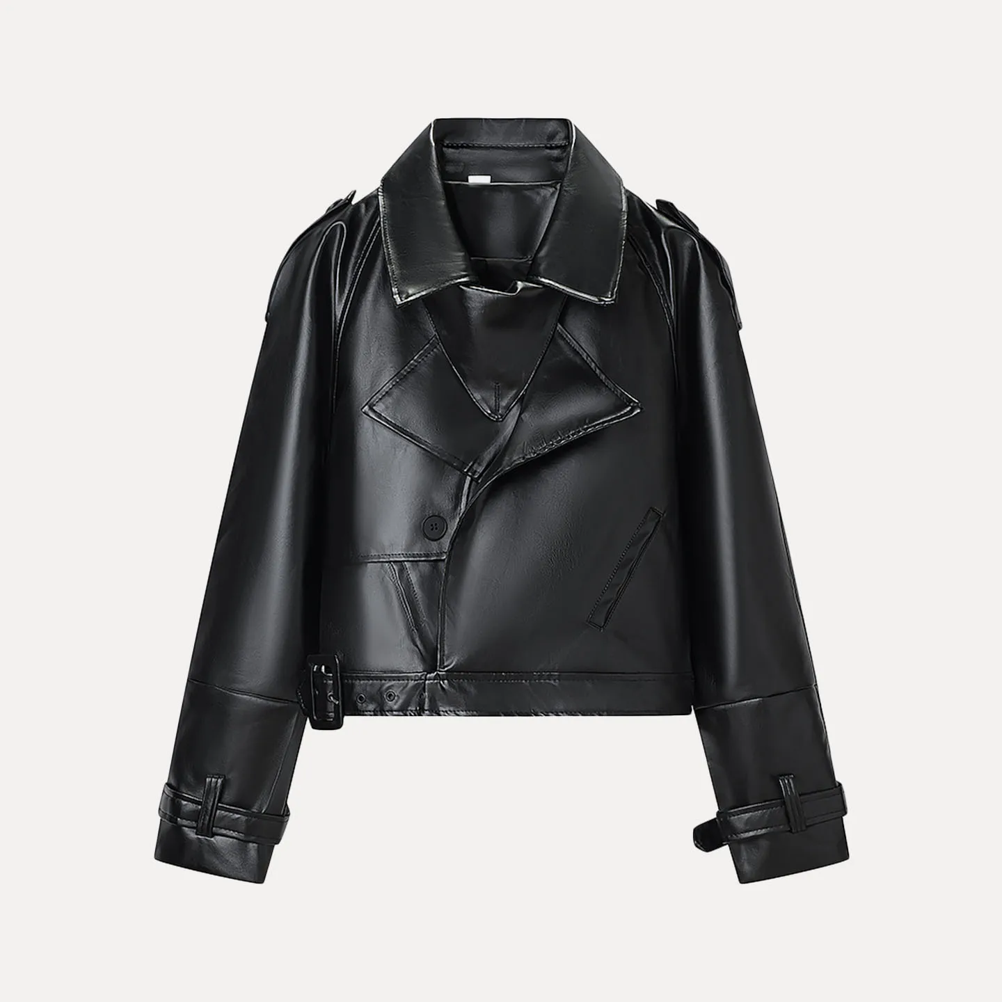 Faionable Motorcycle Sle ort Jaet Women's Premium Autumn New Arrival Versatile Outerwear Lady's Stand Fit Coat