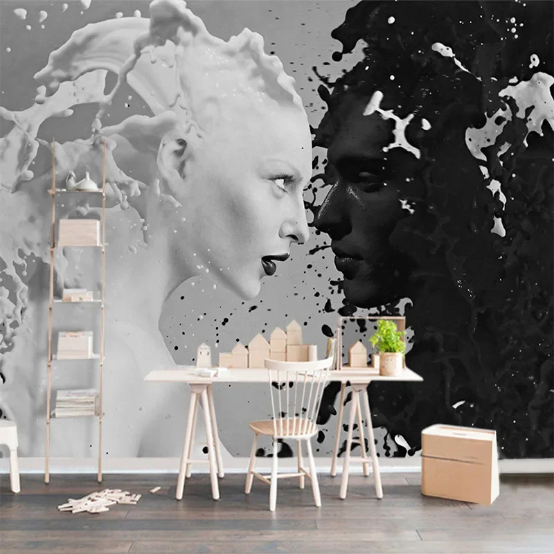 Custom Black White Milk Lover Photo Wallpapers For Wall 3 d Living Room Bedroom Shop Bar Cafe Walls Murals Roll Papel De Parede