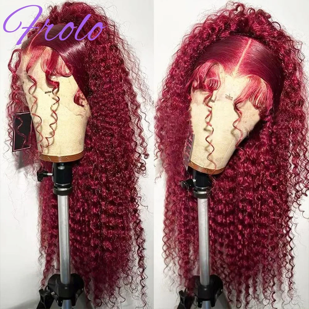 

Плотность 220, 99j, бордовый, 13x6, HD, кружевной фронтальный парик из натуральных волос, предварительно выщипанный цветной бразильский парик из натуральных волос с глубокими волнами