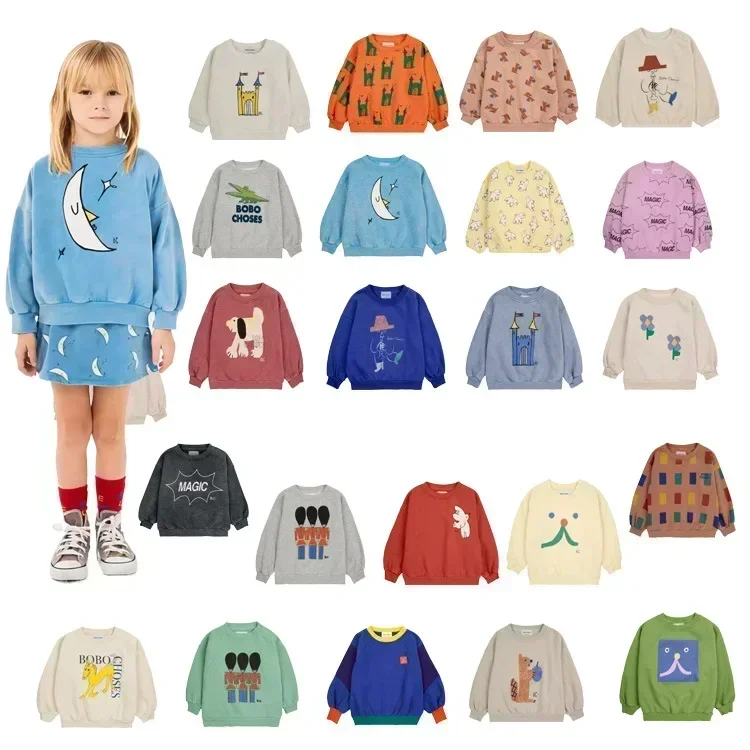 

In Stock！BC Sweatshirts 2024 AW New Boys and Girls Sweatshirts Long Sleeve T-shirt Cartoon Printed Top Hoodie