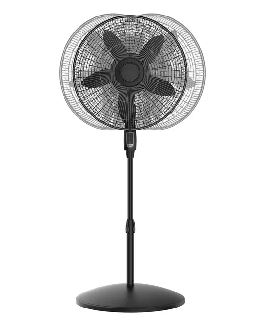 Lasko 18" Oscillating 4-Speed Large Room Pedestal Fan with Remote Control, S18605, Black