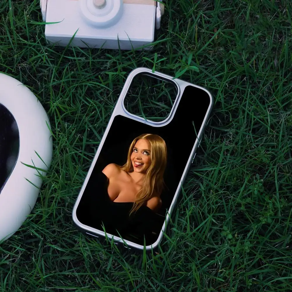 Чехол для телефона S-Sydney Sweeney для iPhone 17, 16, 15, 14, 13, 12, Pro Max Plus HD, металлический каркас, твердый корпус из углеродного волокна
