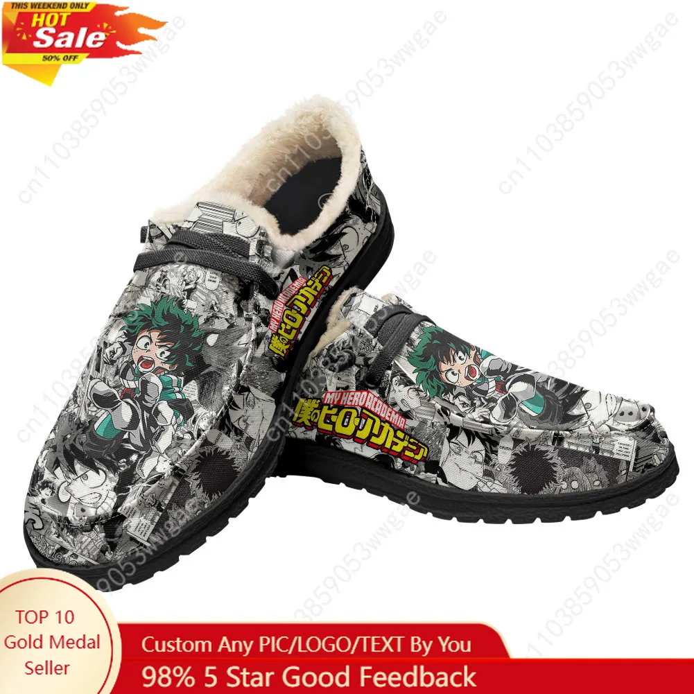

Бархатные туфли на плоской подошве My Hero Academy, мужская и женская модная теплая повседневная обувь для дома и улицы, легкая обувь для пар, обувь для пар по индивидуальному заказу