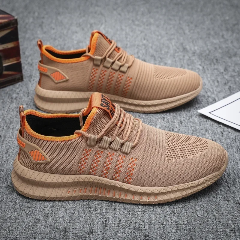 أحذية رجالية مسطحة قابلة للتنفس، مضادة للانزلاق، خفيفة الوزن، أحذية رياضية كاجوال للجري للرجال، أحذية شبكية للتدريب على المشي، مقاس كبير