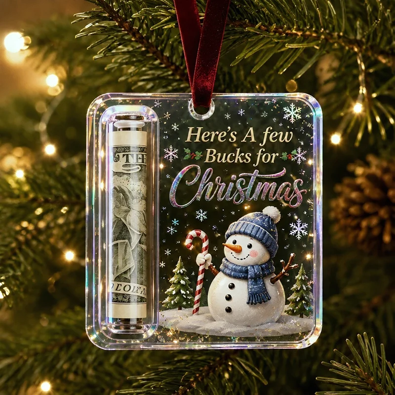 Acrylic Cash Storage Pendant Santa Claus Christmas Tree Decoration Pendant Gift Gold Bag Ormament Home Decoration Children Gift