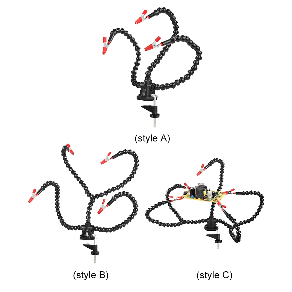 Desk Clamp Soldering Third Hand Tool 3/4/5 Pcs Flexible Arms PCB Holder Stand for Electronic Repair Soldering Jewelry Crafts