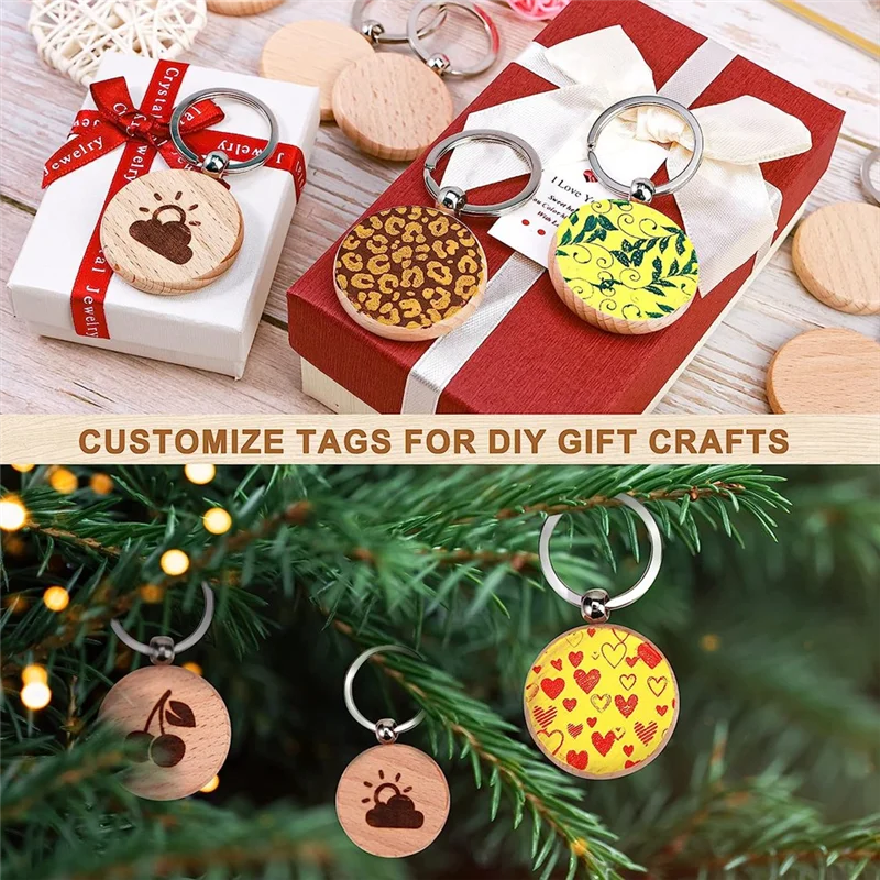 

70PCS Wood Keychain Blanks, Unfinished Round Wood Key Tag, DIY Wood Keychains For DIY Crafts-Round