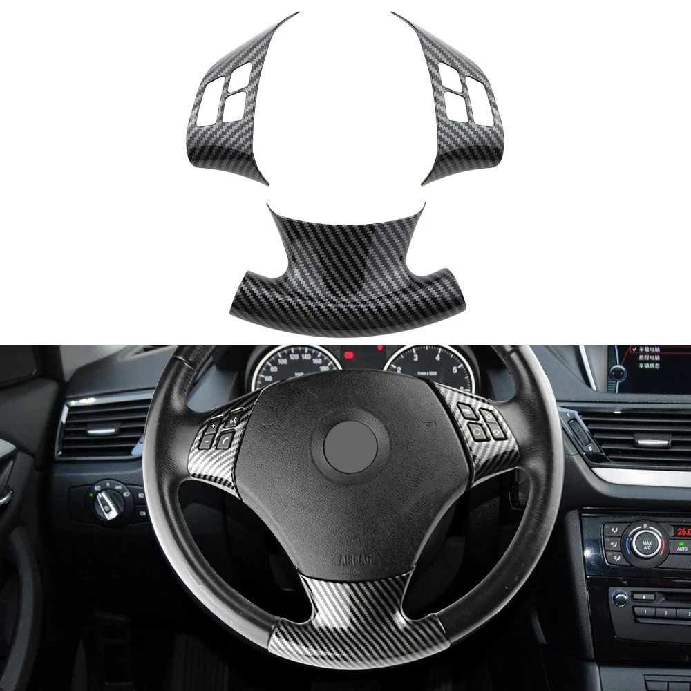 For BMW 1 3 Series E87 E90 E92 E93 2005 - 2009 2010 2011 2012 Steering Wheel Panel Trim 3Pcs/set Decoration Car Sticker Cover
