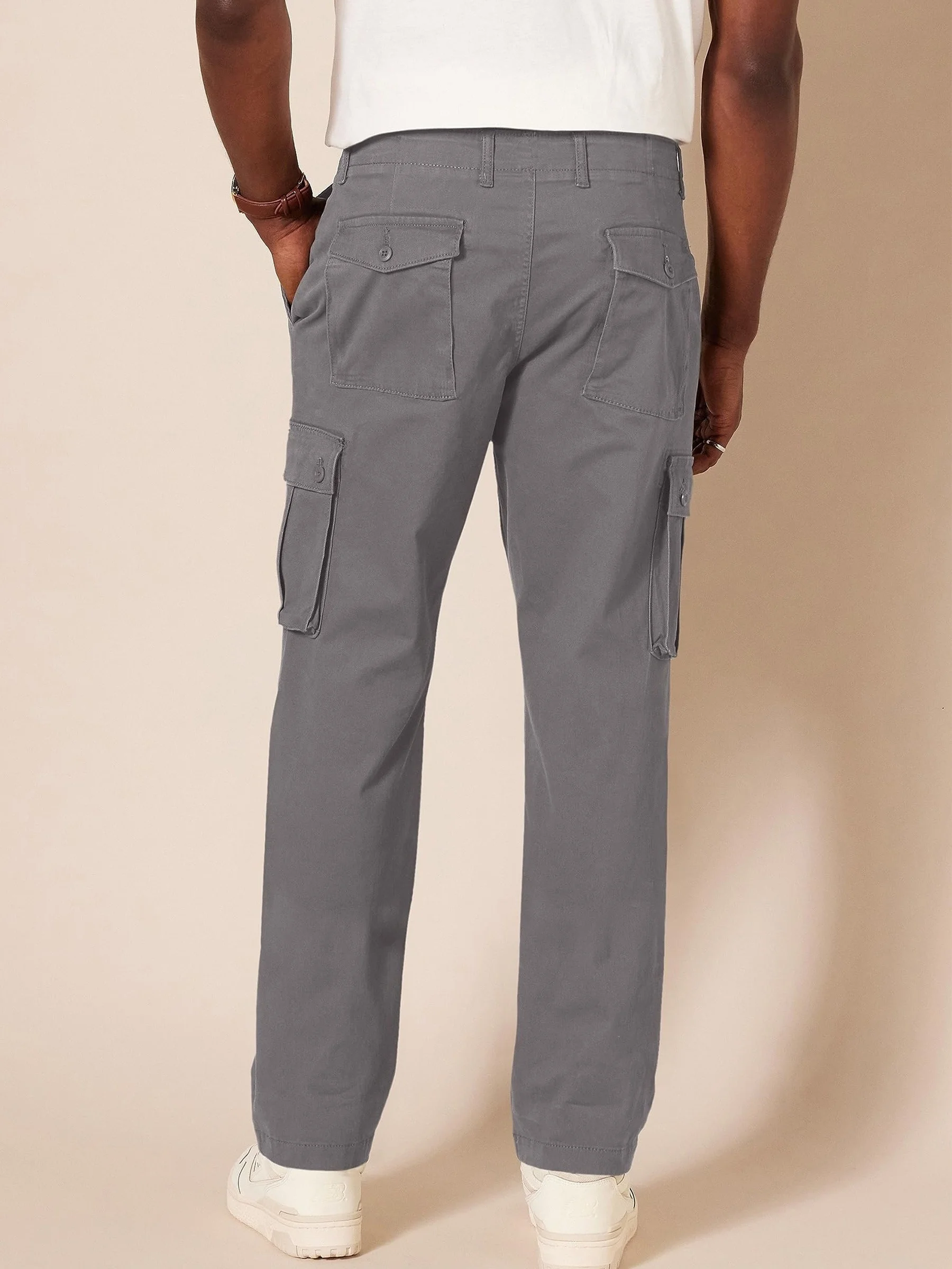 US Plus Big Size Men\'s Spring Autumn Fashion Business Casual Long Pants Suit Pants Male Elastic Straight Formal Trousers Pocket