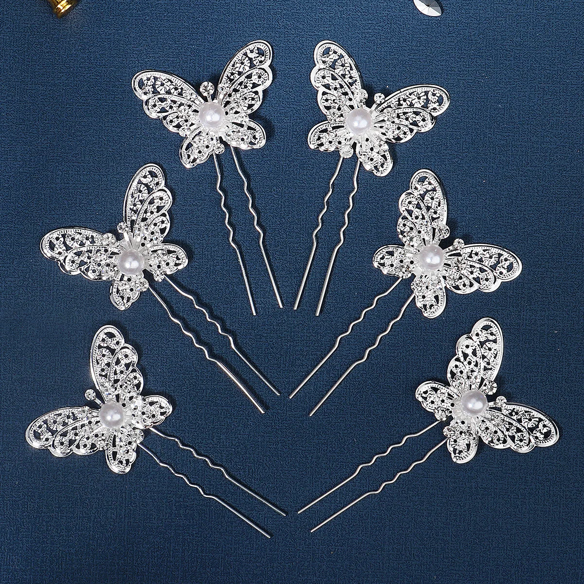 6PCS Beliebte handgemachte Hochzeit Haarnadeln Braut Kristall Perle Blume Haarspange Braut Haarschmuck Zubehör – Detail 6