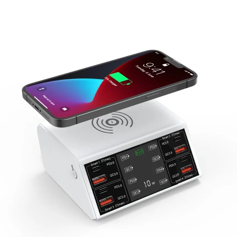 New multi-port mobile phone charger, super compatible LED smart digital display screen