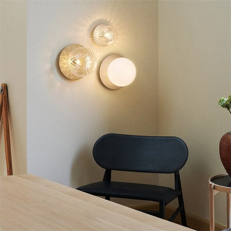 Liila Wall Lamp Nordic Water Ripple Lampshades nordic glass ball lamp for Room Corridor Loft bedroom decorations aesthetic light