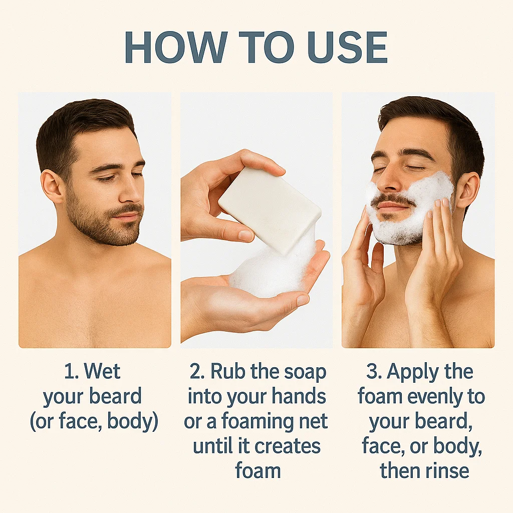 3-in-1-Seife für Herren, Hand- und Körper-Gesichtsrasur, Peeling, Tiefenreinigung, feuchtigkeitsspendende handgemachte Kokosnuss-Zitrusseife für hydratisierte Haut