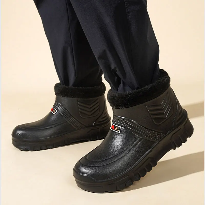 

Men Snow Boots Lightweight Thiened Fce Lined Snow Boots Men's Ankle Boots Warm Anti-slip Kitchen Work Shoes zapatos de mujer
