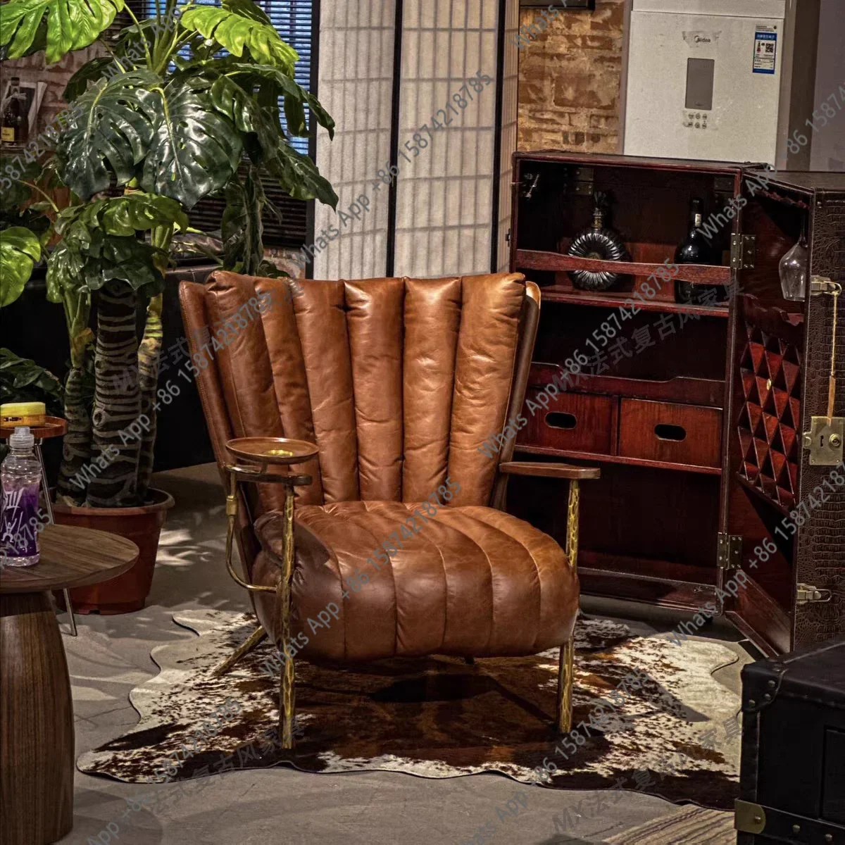 X French Retro Style Hand-forged Chair, Medieval Cigar Bar, Solid Iron Sofa Chair, Chaise Longue