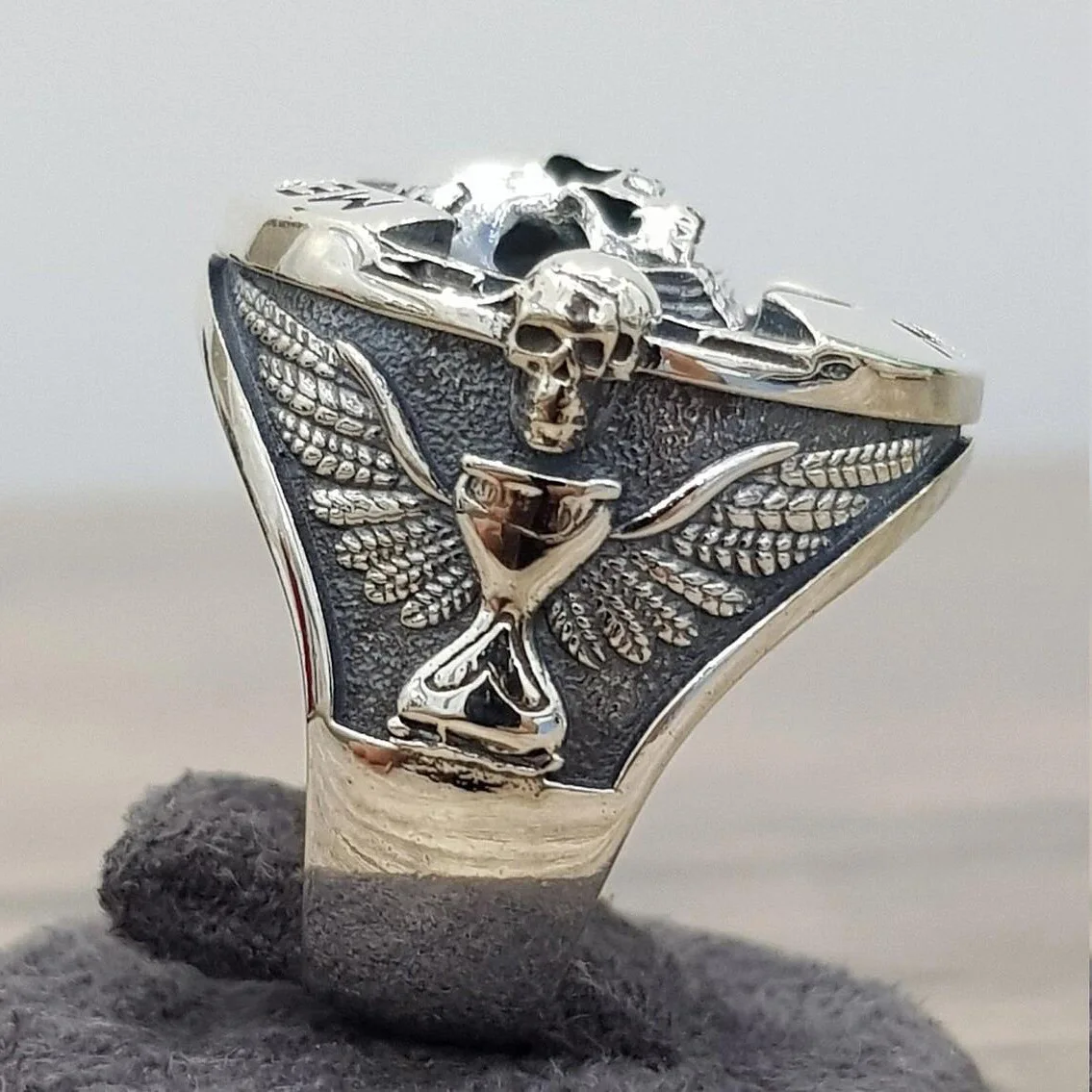 Y2k Goth Vintage Ethic Memento Mori Carpe Diem Letter Skull Rings for Men Fashion Punk Christmas Skeleton Ring for Women Jewelry