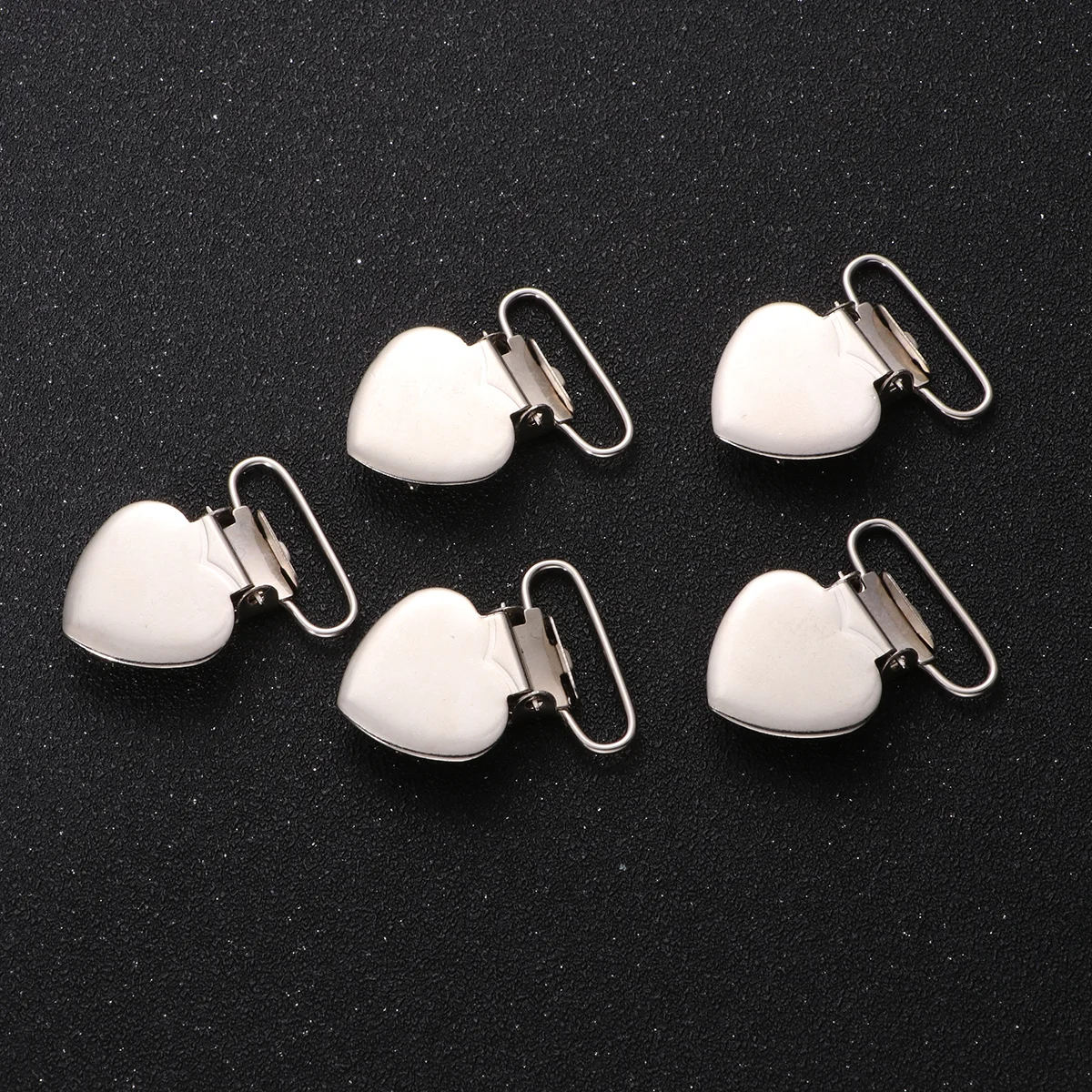 20pcs Fashion Suspender Clips Holders Heart Metal Pacifier Clips Buckle Clips Sewing Tools for Men Women (Silver)