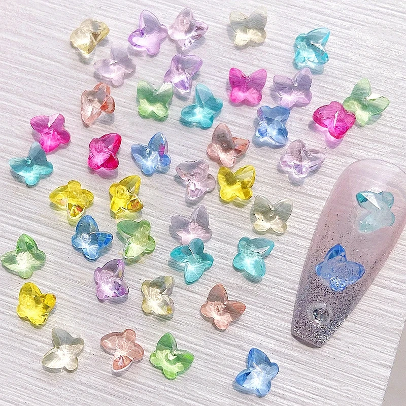 

30PCS Clear Mini 3D Nail Art Butterfly Rhinestones Charms Kawaii Accessories For Nails Decoration Manicure Supplies Material