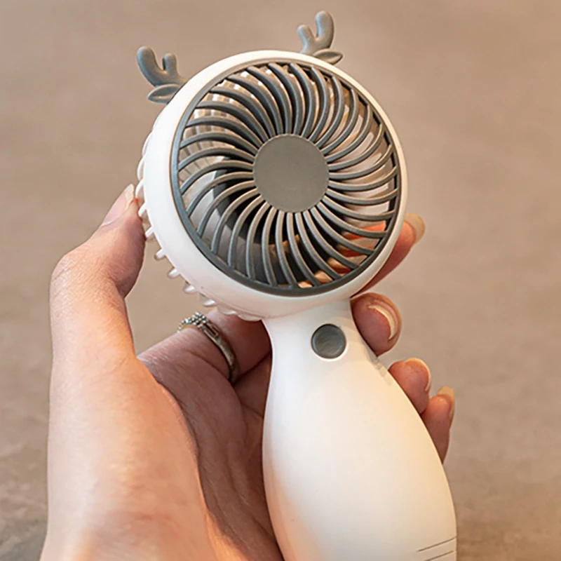 Ventilador Elétrico de Mão Bonito, Carregamento USB, Energia Eólica Portátil, Ultra-Silencioso, Mini Ventilador Multifunções