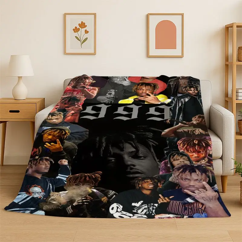 retro Juice WRLD 999 Legend Rapper Star Flannel Blanket Soft Warm Throw Blanket for Bedroom Living Room Bed Travel Camping