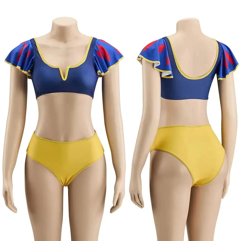 공주 코스프레 수영복 애니메이션 의상 여성 섹시 크롭 탑 반바지 비키니 세트 할로윈 풀 파티 수영복 Comic Con