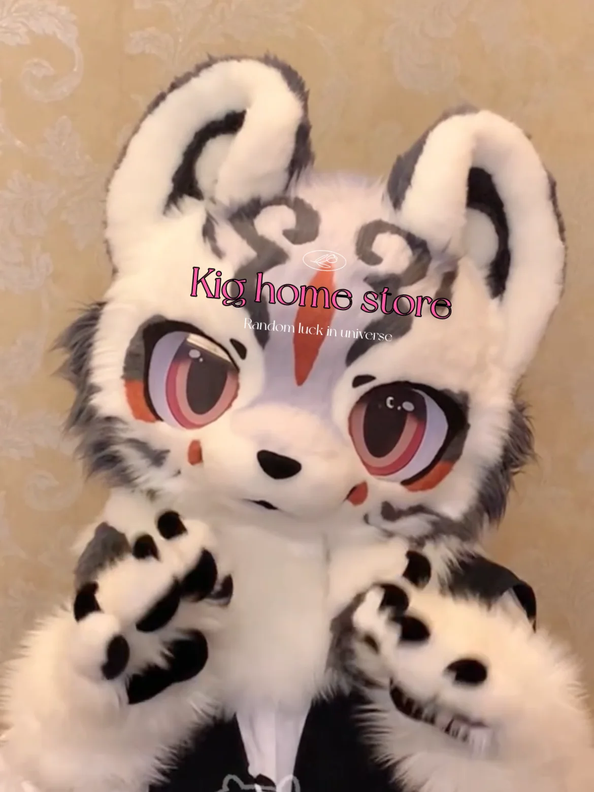 Fursuit zestawy słuchawkowe śliczny futrzany Cosplay pies głowa wilka kostiumy spersonalizowane Fursona głowy Comiket Furries Doll Kig Series Kawaii