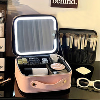 LED Cosmetic Case with Lights and Mirror Cosmetic Bag Large Capacity Premium Feeling Cosmetic Bag Luxury Makeup Bag