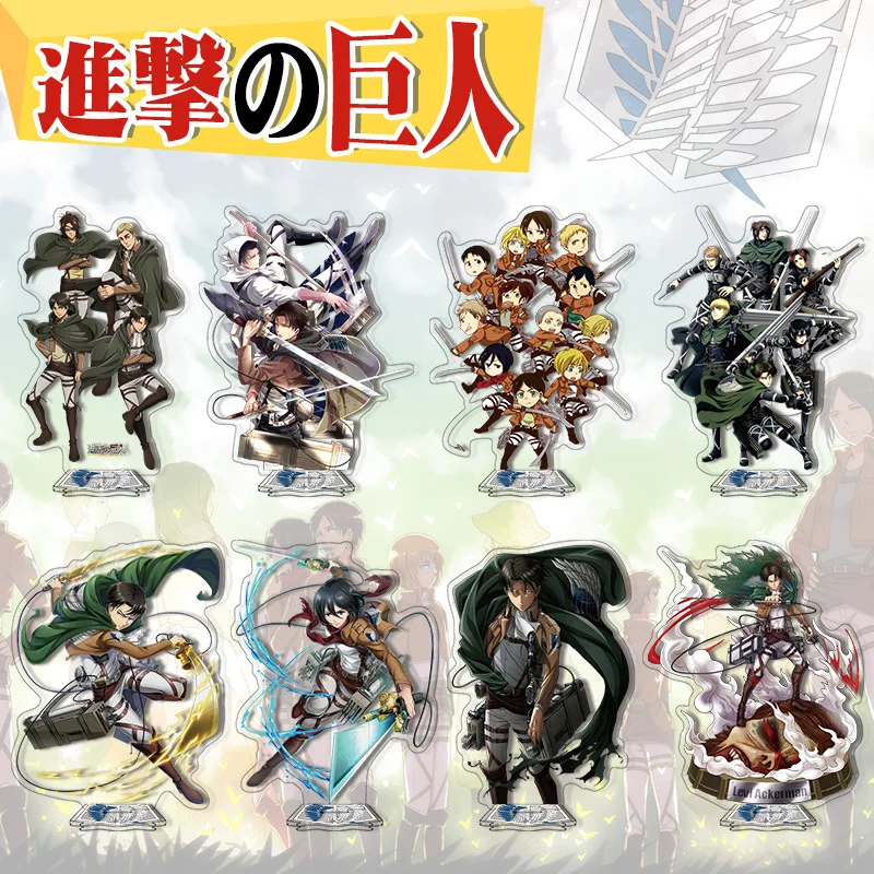 Anime Attack On Titan Acrylic Stand Levi Eren Mikasa Figures Miniatures Manga Figurines Garage Kits Model Toy GK Ornaments Decor