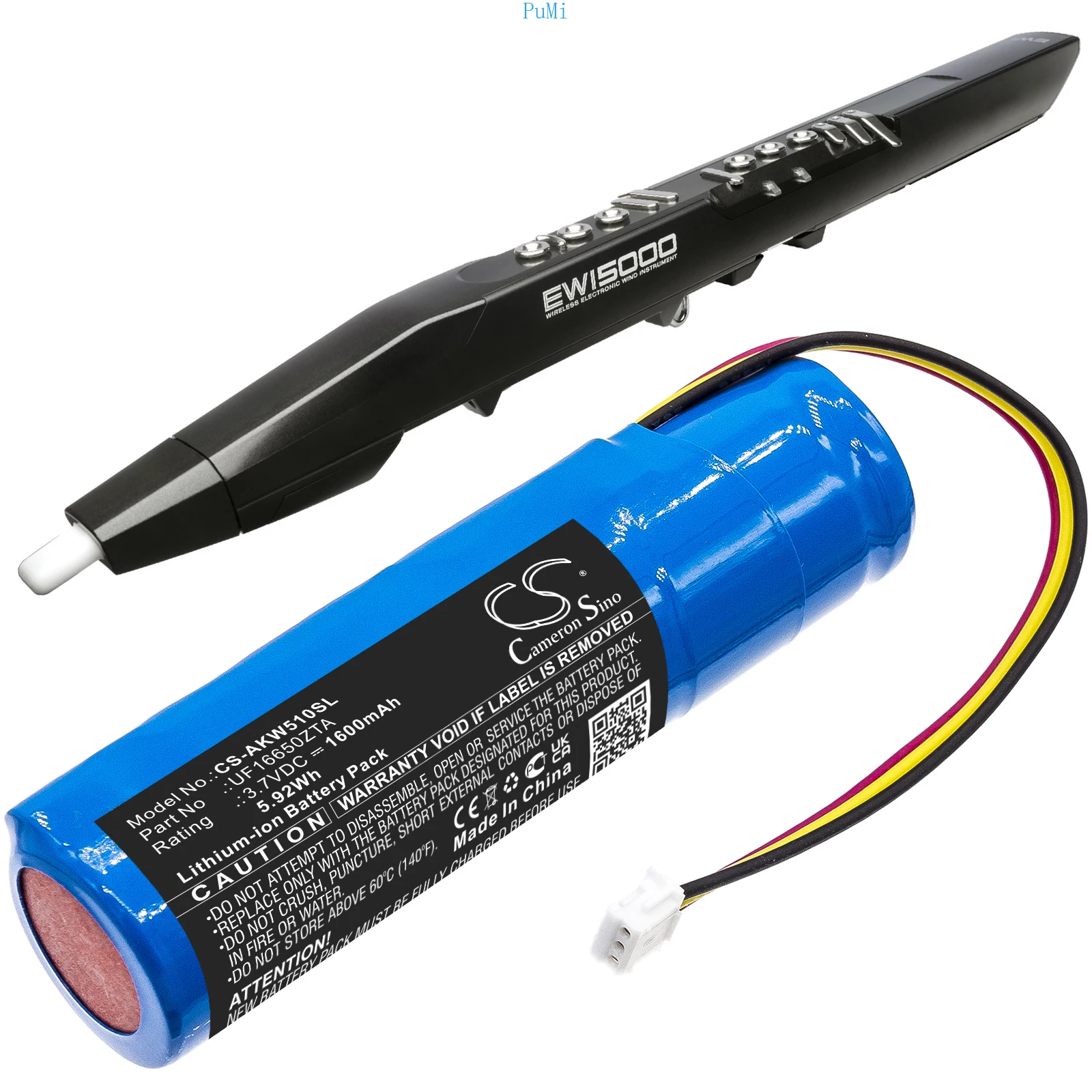 

CameronSino Li-ion Amplifier Battery JSC-BLDC-01 NB2537-R0 UF16650ZTA For AKAI EWI 5000 Solo Li-ion 3.70V 1600mAh