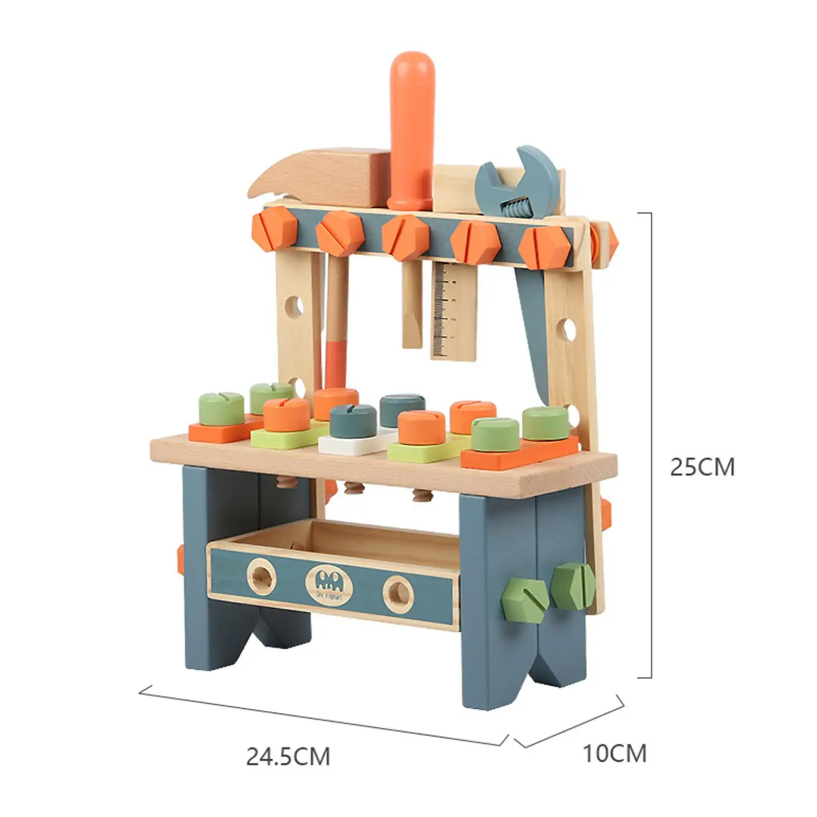 Kids Mini Wooden Play Tool Year Old and up ,Easy to Assemble Wooden Tool Bench Toy Pretend Play Set