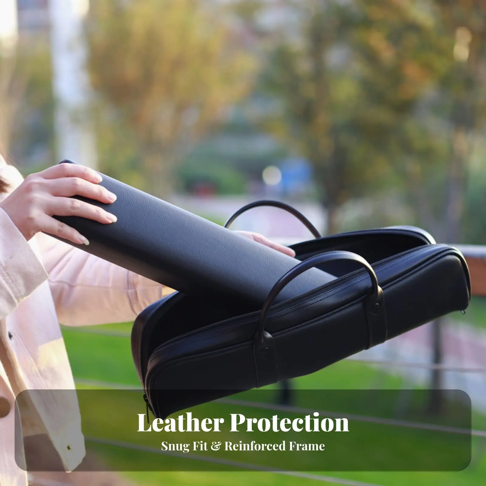 Durable Flute Storage Case Leather Outer Bag and Hard Inner Box for Musician Travel