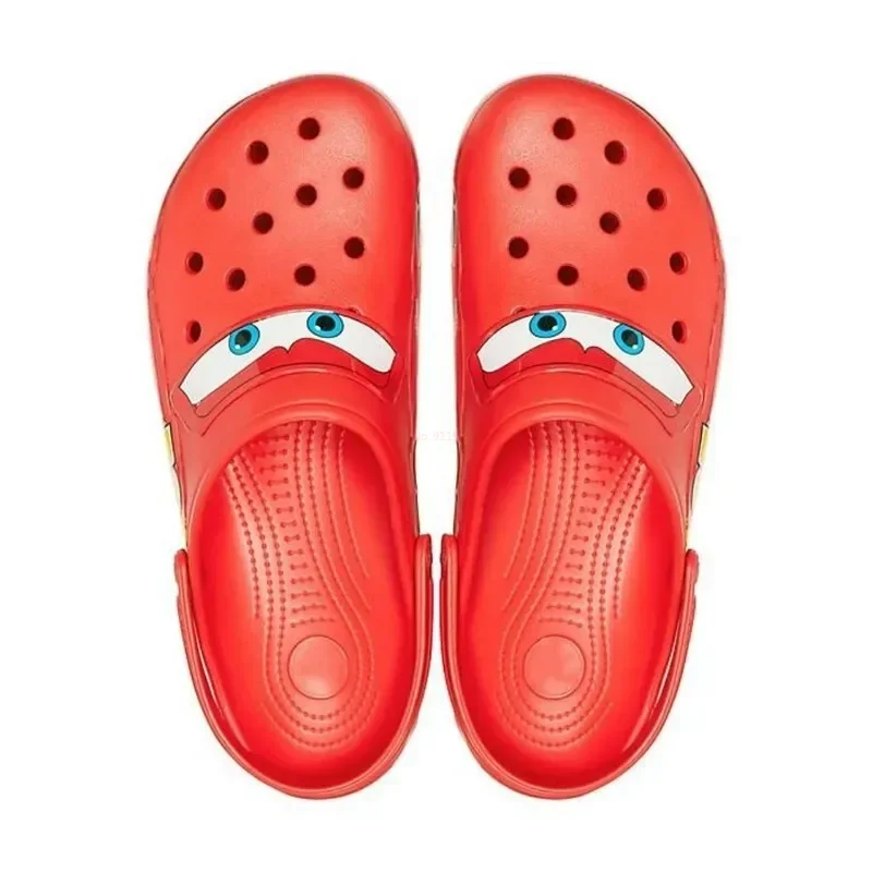 Aoger Disney Lightning Mcqueen Pixar Crocs Outdoor beach slippers Cute Cartoon anime Pool anti slip Crocs No95 car slippersshoes