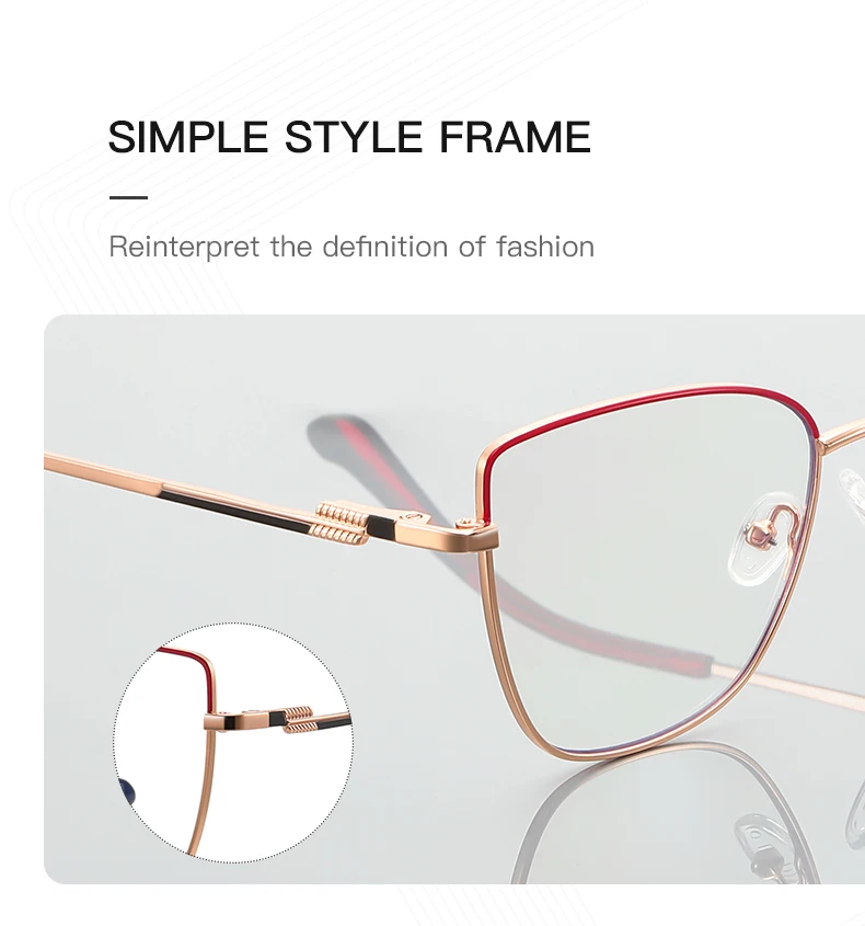 KJDCHD New Arrivals Cateye Prescription Eyeglasses for Women High-quality Metal Custom Photochromic Computer Optical Glasses
