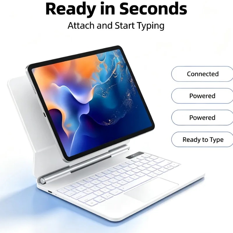 Multi Compatible Pogo Pin Keyboard Folio Built-in Trackpad for iPad Air 4 Air5 10.9 iPad Air 6 11 iPad Pro 11 iPad Air 11 M3 Pro