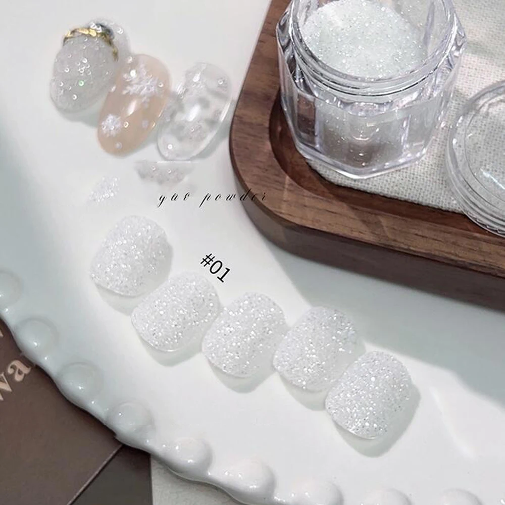 1 barattolo di polvere per unghie glitter grigio argento riflettente polvere di diamante abbagliante per polvere per unghie cromata 3D pigmento per nail art granuli fini polvere per unghie