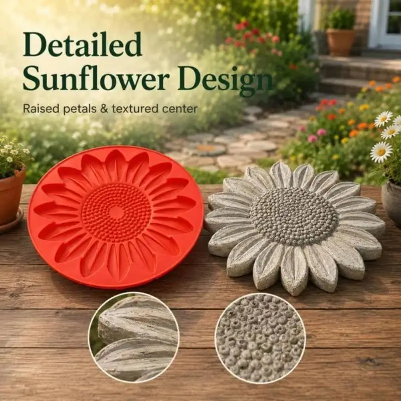 Sunflower Concrete Stepping Stone Mold Reusable DIY Walkway Paver Mould Patio Lawn Garden Path Landscape Decoration Craft Supply