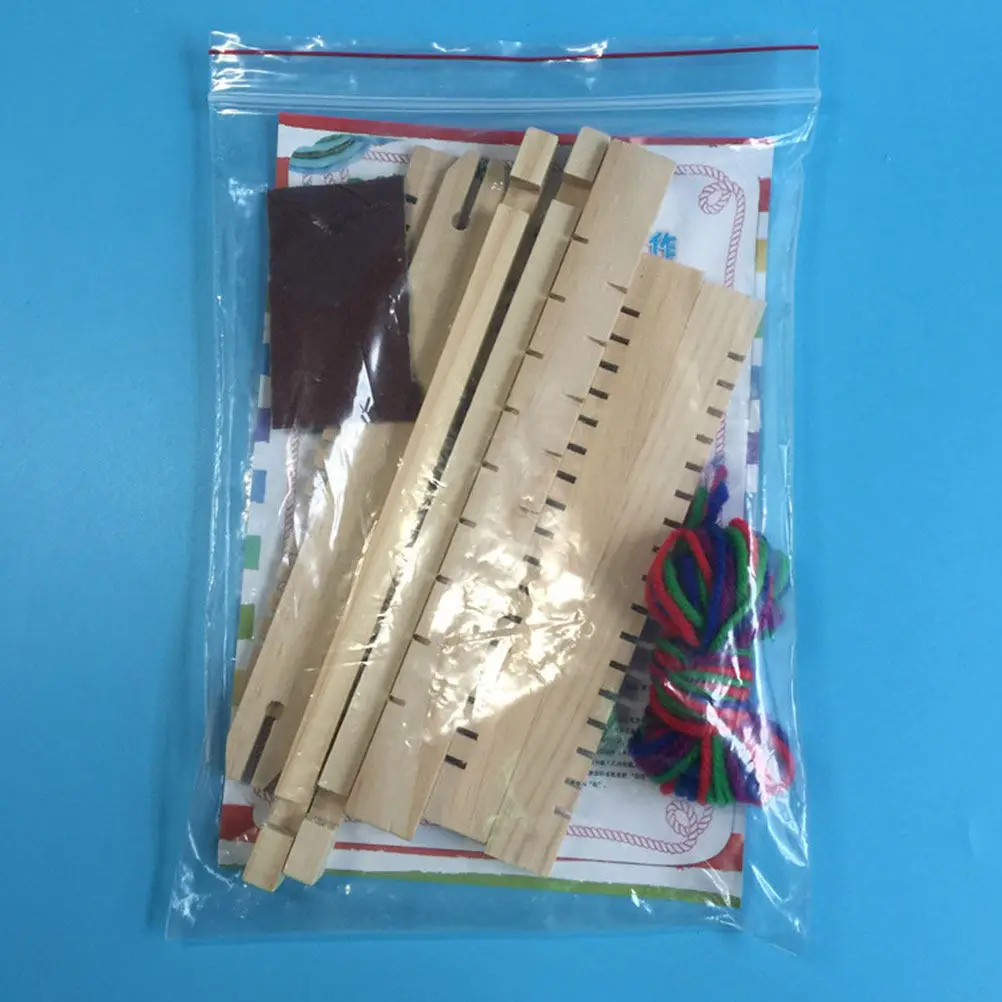 Wooden Knitter DIY Handmade Weaving Machine for Kids Boys Girls Khaki Educational Knitter Enhances Patience Coordination