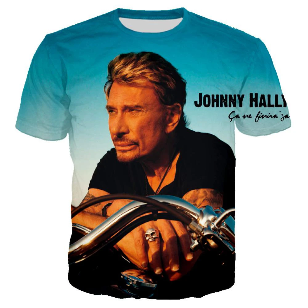 Johnny Halliday 3D Printed T-Shirts Rock Singer Men Women Casual Fashion Oversized Short Sleeve T Shirt Kids Tees Tops Clothing