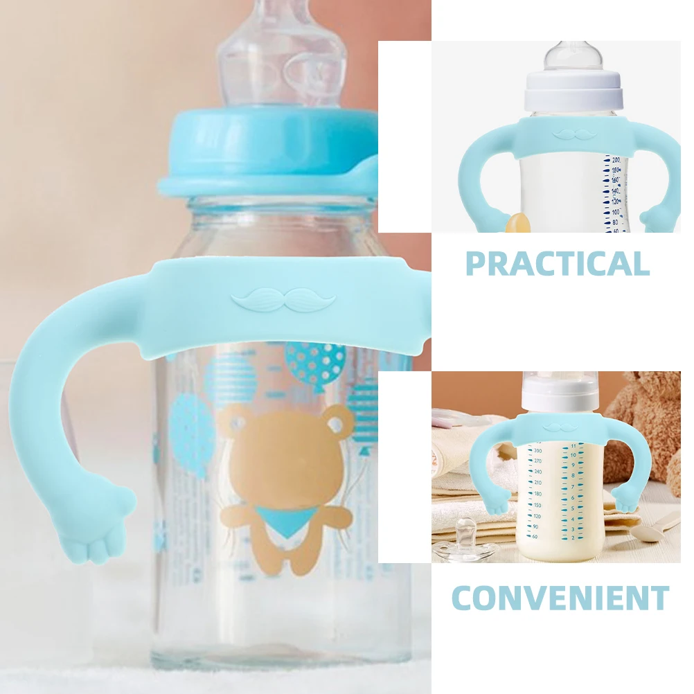 

2Pcs Toddler Bottle Handle Soft Silicone Grip Easy to Install and Clean for Baby Feeding Bottles Self Feeding Bottle Handle