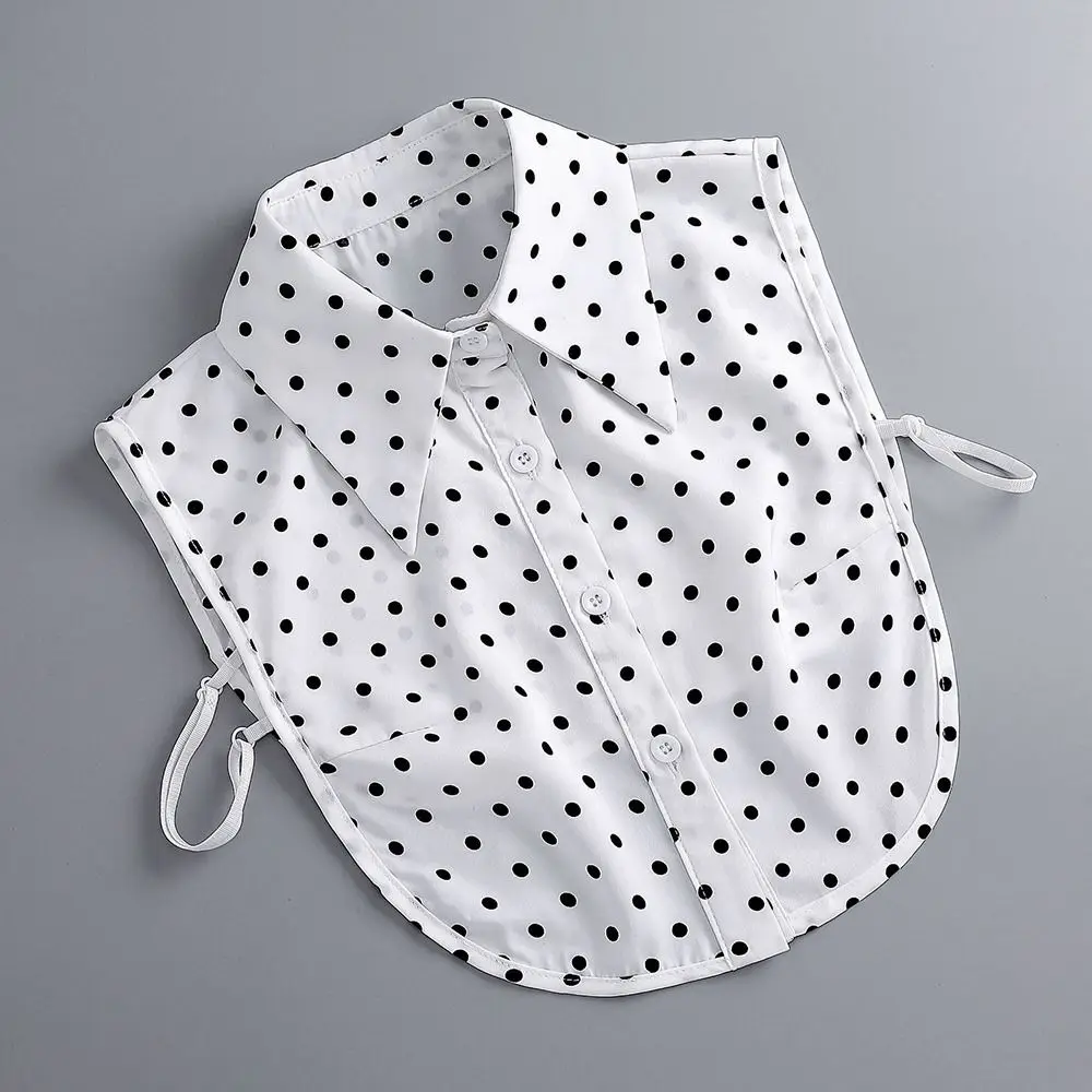 New Detachable Fake Collar White Polka Dot Lapel Half Shirt Neckline Women Girls