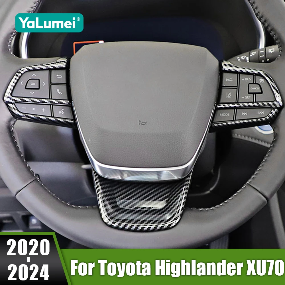 

For Toyota Highlander XU70 2020 2021 2022 2023 2024 Hybrid ABS Car Steering Wheel Switch Button Panel Cover Trims Stickers