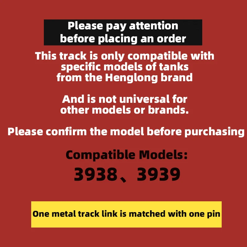 Heng Long 3938 3939 Pista de metal compatible con el tanque Heng Long 1/16 ruso T72 T90 viene con 4 eslabones de riel de metal como adicional