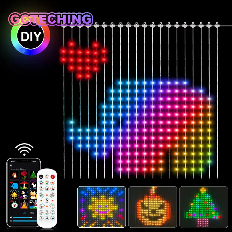 400-led-rgb-curtain-lights-bt-app-smart-programmable-usb-5v-fairy-led-string-for-window-bedroom-party-valentine's-day-birthday