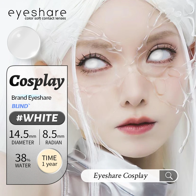 EYESHARE 1 Paar weiße farbige Kontaktlinsen für Cosplay, rote Kontaktlinsen, Anime-schwarze Augenlinsen, Halloween-Schönheits-Make-up-Linsen – Detail 4