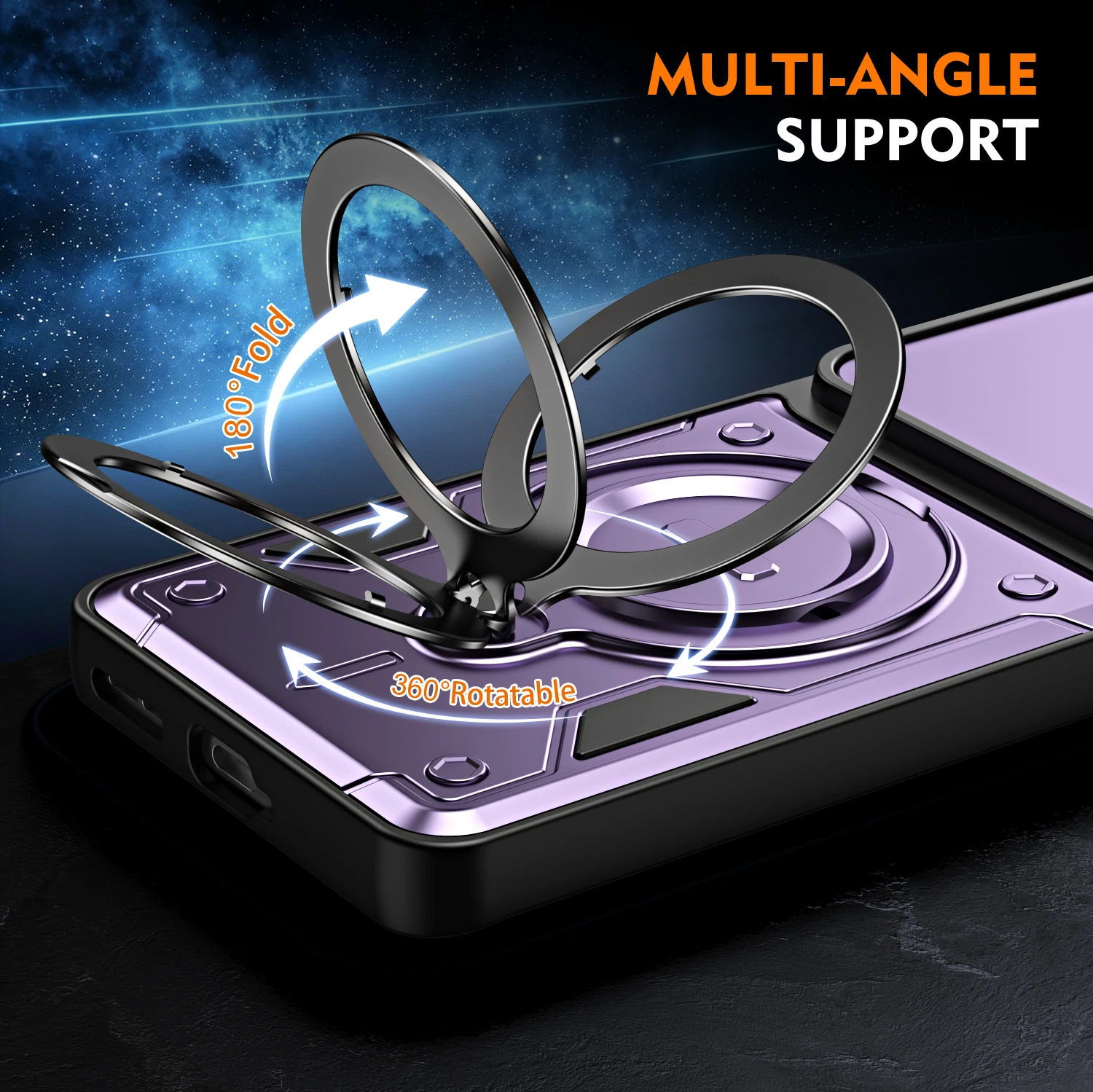 Stoßfeste magnetische Ringständerhülle für Motorola Edge 70 60 50 Fusion Pro G86 G56 G06 G85 G15 G05 mit drehbarer Schiebe-Kameralinsenabdeckung. – Detail 2