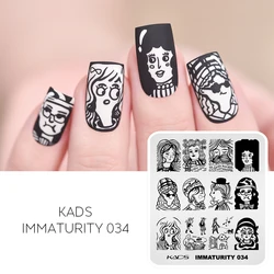 KADS Stamping Templates For Nails Immaturity 034 Cute Children Figure Nail Art Stamp Plate For Nail Polish Printing Stencil Tool