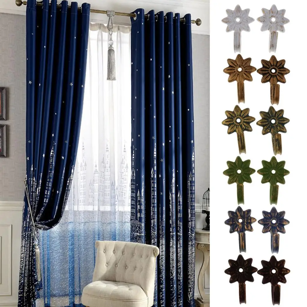 Durable Iron Curtain Holdback Set Curtain Hanger Curtain Tieback Window Treatment Hardware for Bedroom
