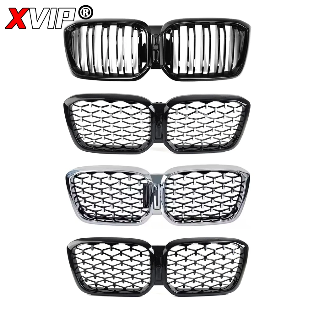 XVIP matná černá dvojitý linky styl přední závodní grilles pro BMW X3 G01 X4 G02 2022-IN chrom černá diamanty styl horní grily