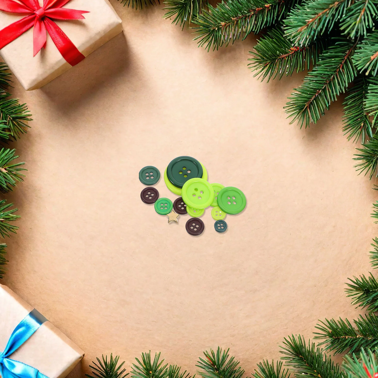 

1Set Mini Button Christmas Tree Ornament DIY Stacked Decor Kit for Holiday Home Classroom Decoration Craft Holiday Craft Kit